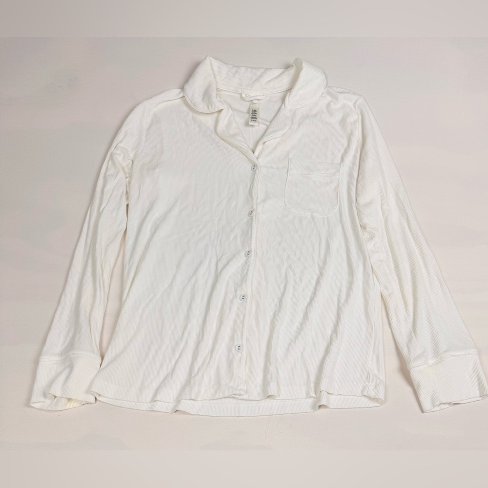 SKIMS Soft Lounge Rib Long Sleeve Sleep Top White Women’s Small